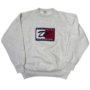 Vintage Washington DC American Knitwear Sweatshirt Grey Size XL USA Made